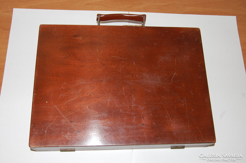 Antik,régi fa rajz eszköz tartó művész táska