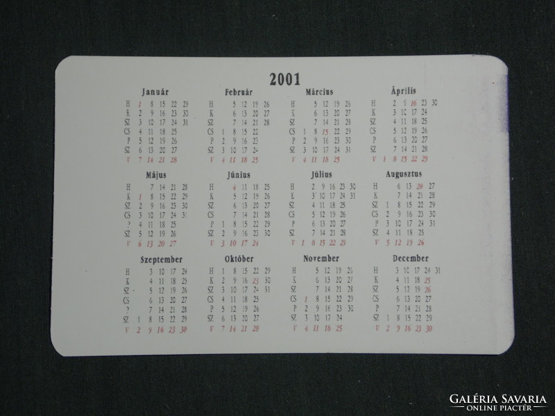 Card calendar, k-change currency exchange, Pécs, 2001, (2)