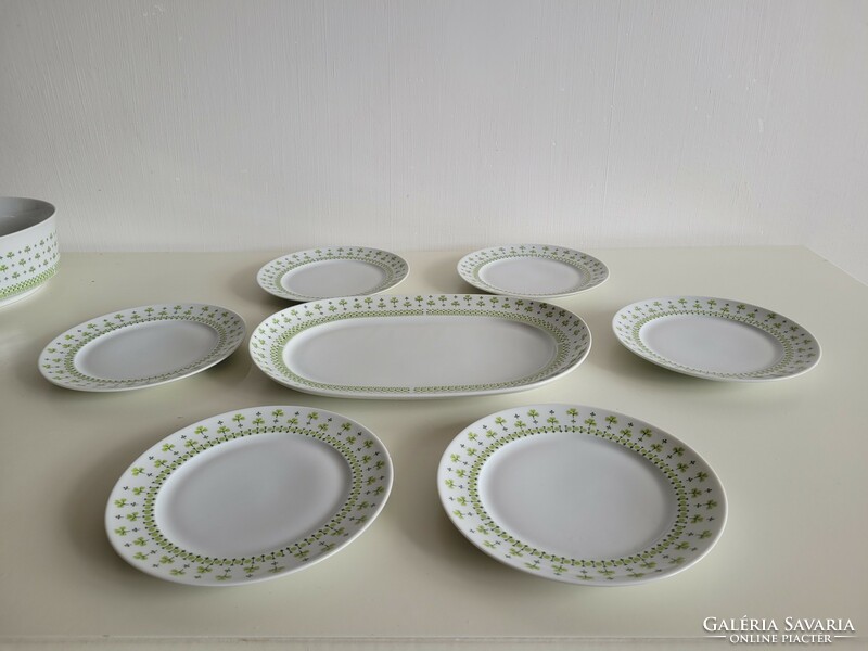 Retro lowland porcelain parsley clover dessert set plate for 6 people