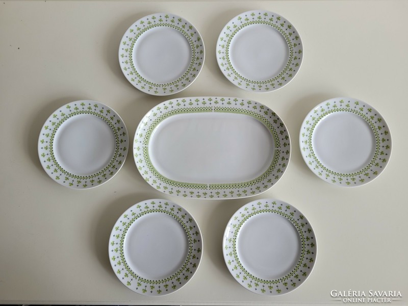 Retro lowland porcelain parsley clover dessert set plate for 6 people