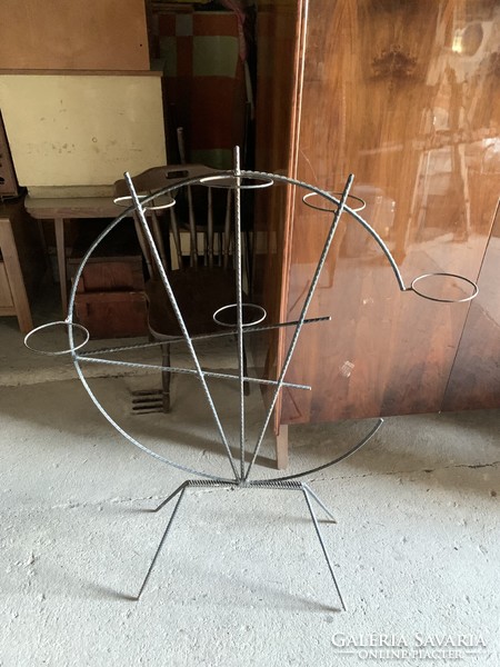 Old retro vintage iron geometric flower stand, plant holder very graceful flower stand