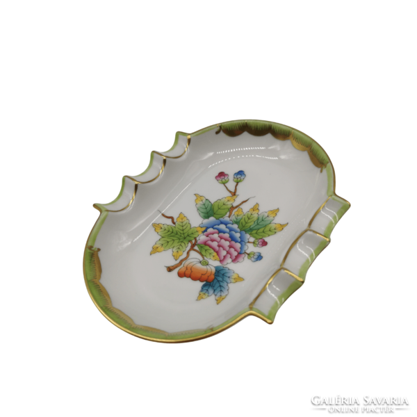 Herend viktória patterned ashtray with wavy sides m01485