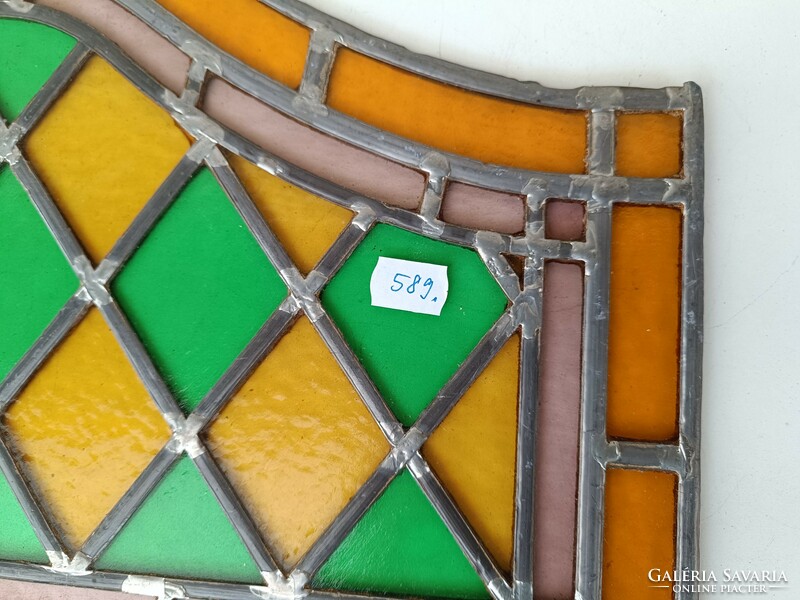 Antique stained glass window lead glass 3 pieces 589 8166