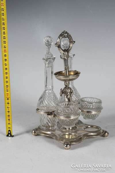 Silver oil and vinegar holder with grape figure in the middle