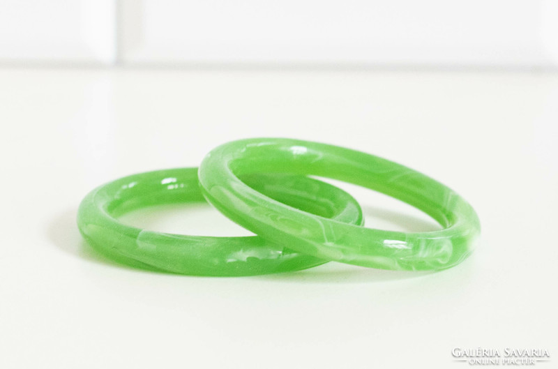 Pair of vintage jade green glass bracelets - bracelets, bracelets, jewelry, ethno, boho, folk art