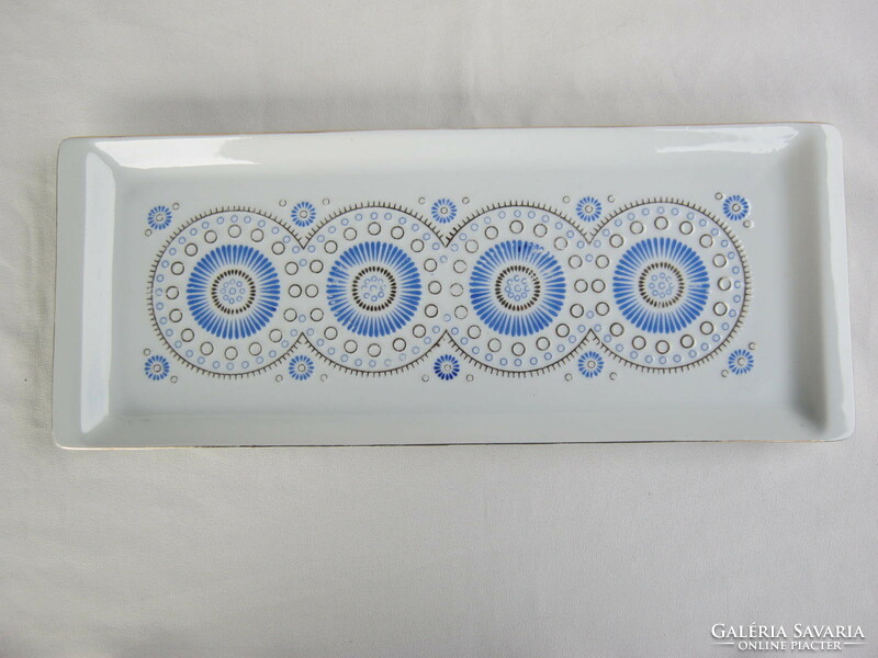 Hölóházi porcelain blue retro pattern bowl tray 36 cm