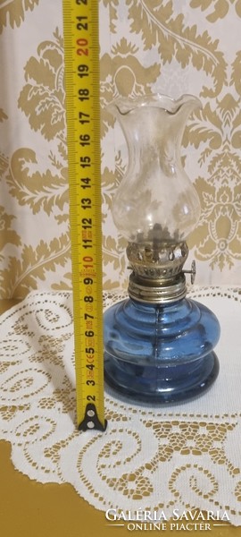 Rare blue small kerosene lamp 18 cm