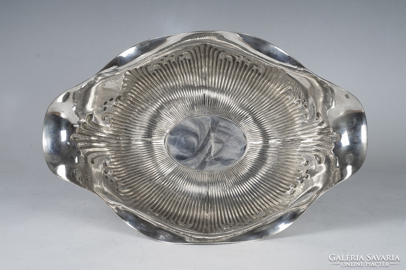 Silver large table centerpiece / boat-shaped tray