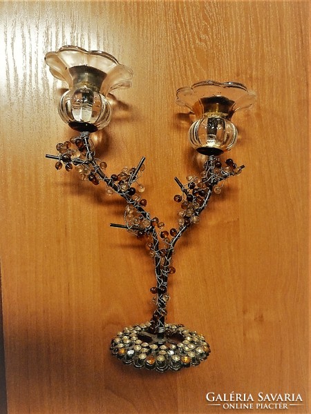 2 Agu metal candle holder inlaid with pearls