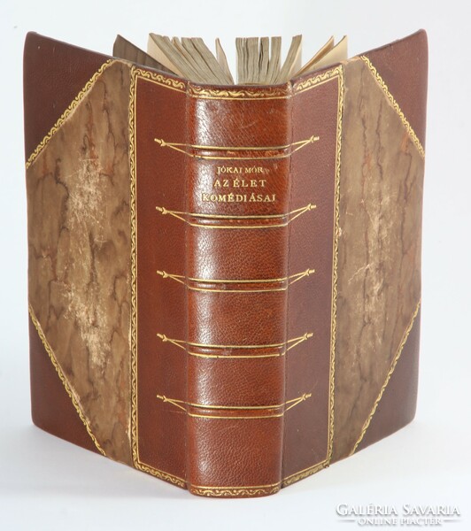 1895 - Jókai Mór comedians of life in beautiful ornately gilded leather binding !!