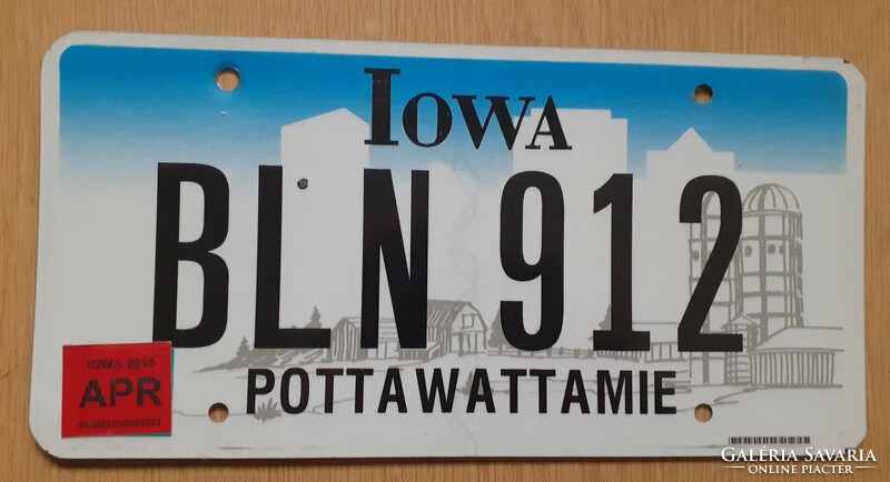 USA amerikai rendszám rendszámtábla BLN 912 Iowa Pottawattamie