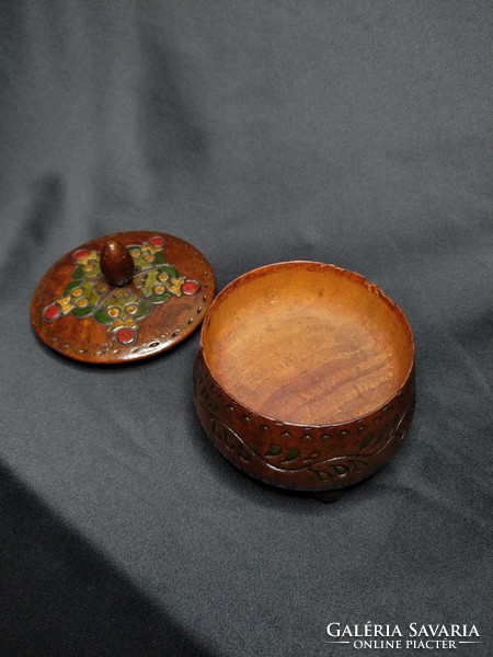 Turned wooden folk jewelry holder