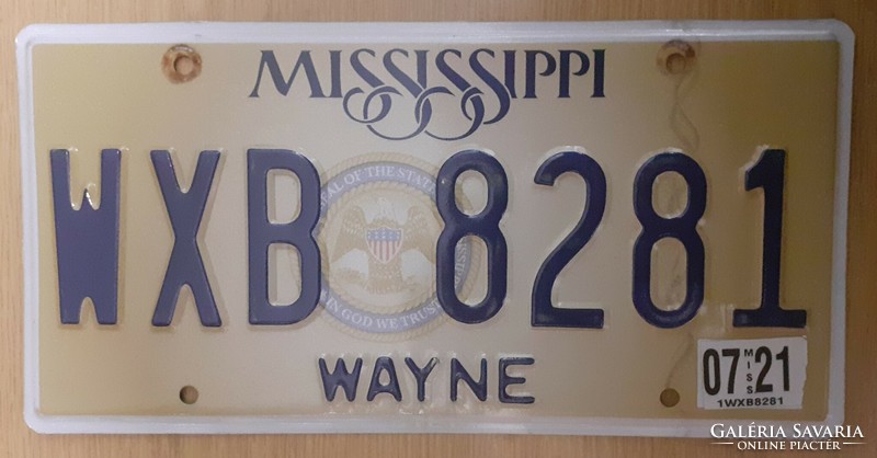 USA amerikai rendszám rendszámtábla WXB 8281 Mississippi Wayne