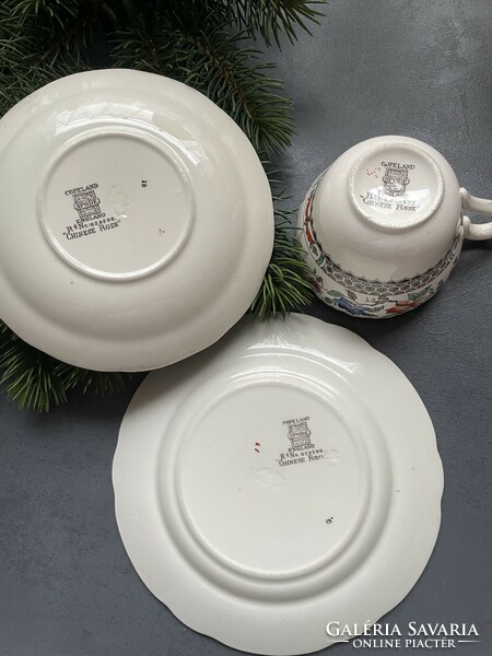 Csodálatos Copeland Spode Chinese Rose trió csésze szett