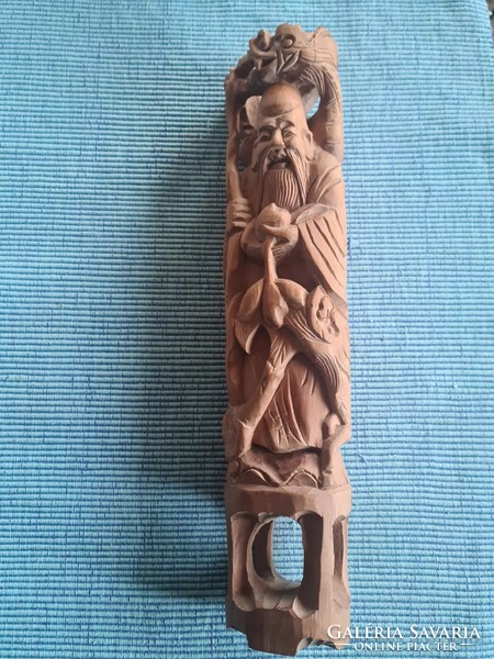 Asian wood carving, handmade wooden sculpture