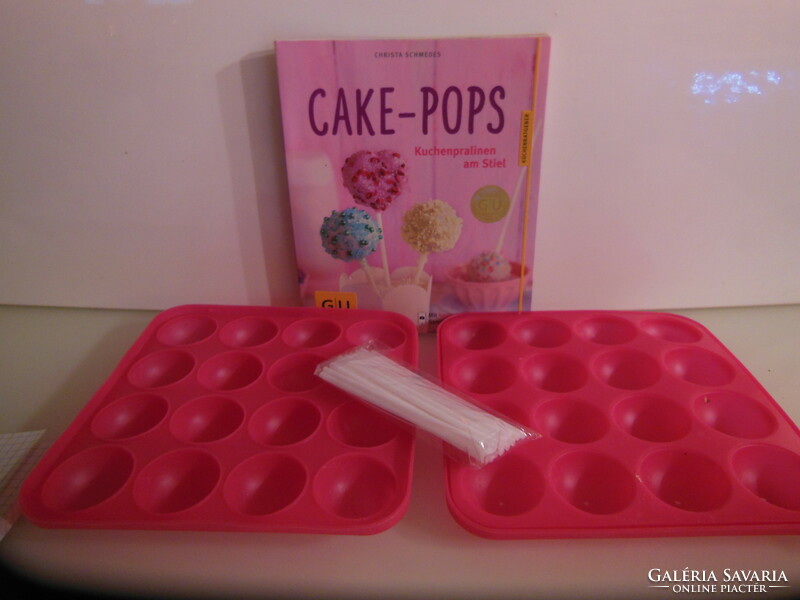 Form + book - new - lollipop maker - 12 pieces 3.5 cm - book in German - - silicone
