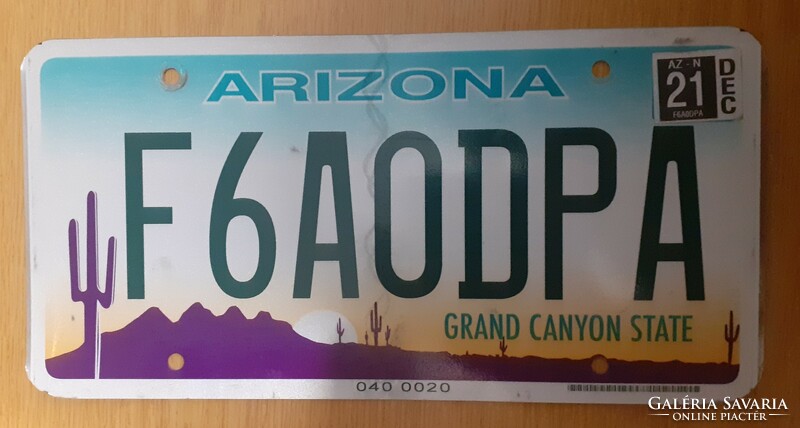 USA amerikai rendszám rendszámtábla F6A0DPA Arizona Grand Canyon State