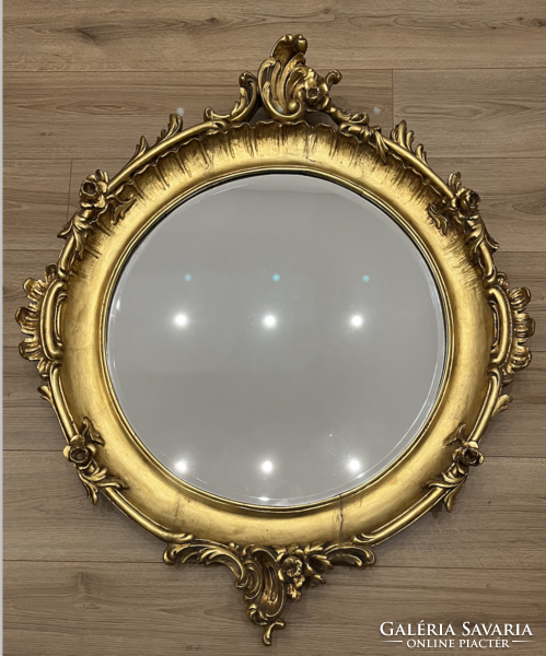 Rokokó stílusú aranyozott tükör, 19. század