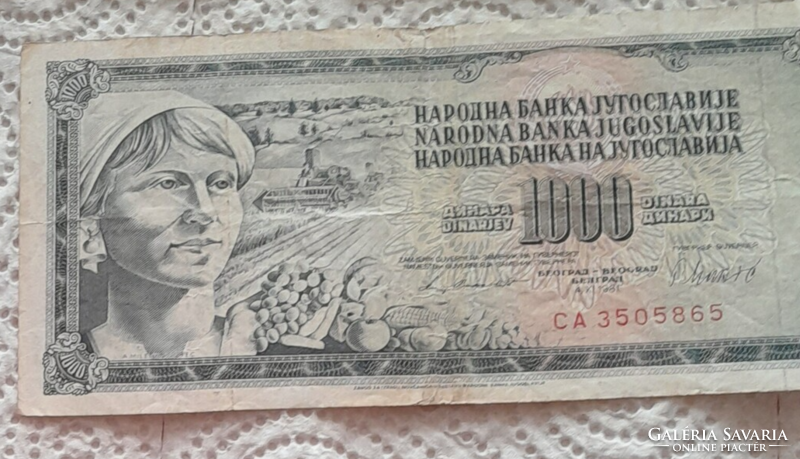 Jugoszláv 1000 dínár (bankjegy-1981)