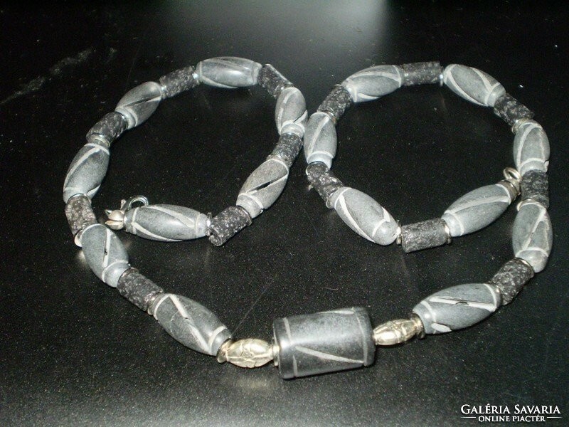 For half! Unisex necklace made of lava stone