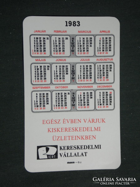 Kártyanaptár, Piért papír írószer vállalat,1983,   (3)