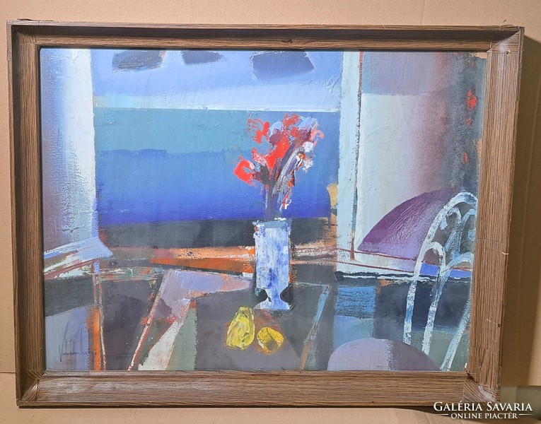 Tibor Vásárhelyi Kovács (1924-1997): window (picture gallery oil painting) Vásárhelyi Kovács still life