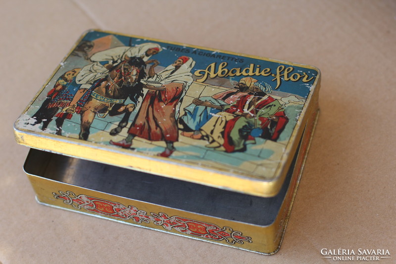 Abadie flor antique tobacco cigarette metal tin box tin box