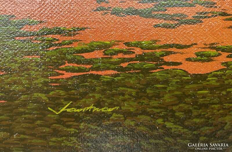 János Jantner, sunset c. Artwork, acrylic, canvas, 33x46 cm, without frame