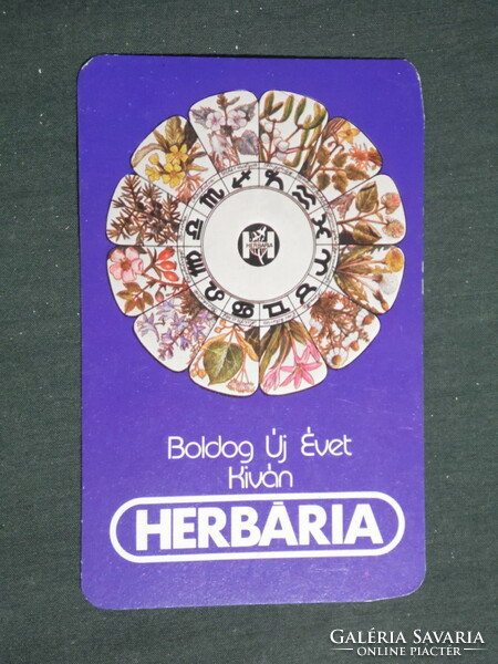 Card calendar, herbarium medicinal plant sales company, Budapest, graphic artist, flower, 1983, (3)