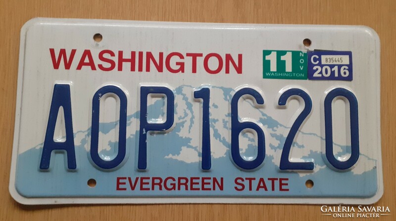 Usa American license plate number plate a0p1620 washington evergreen state