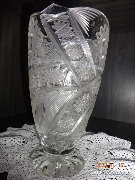 Crystal vase with foot, 16 cm high