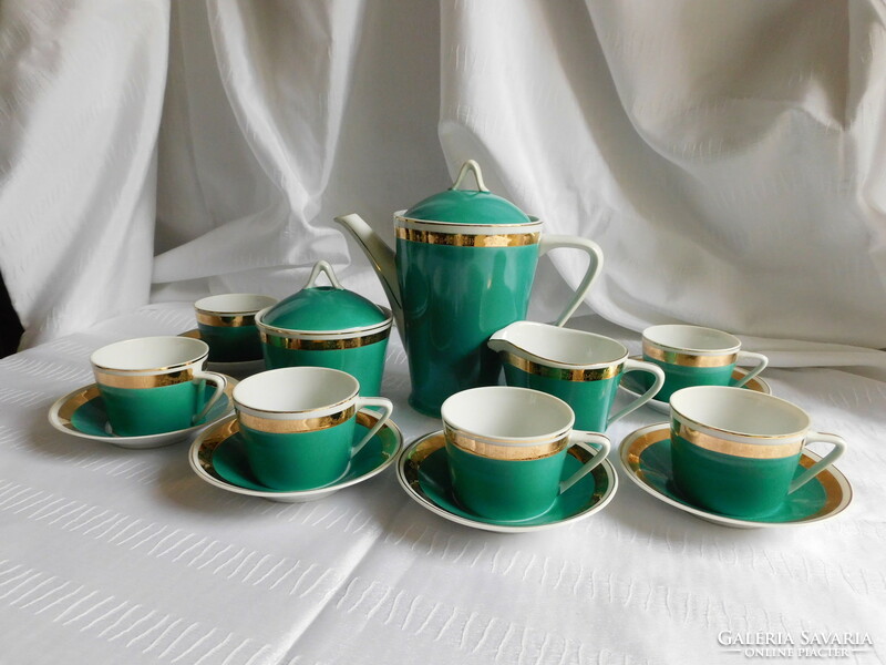 Hollóház retro turquoise coffee set (mid century)