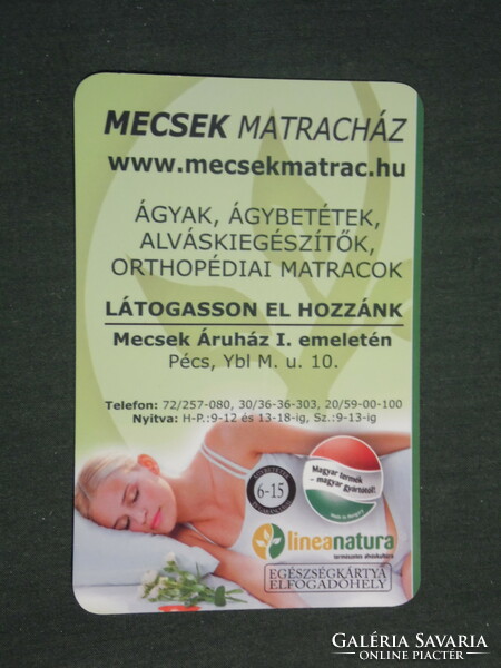 Kártyanaptár, Mecsek áruház, matracház ágybetétek, Pécs, 2010,   (2)