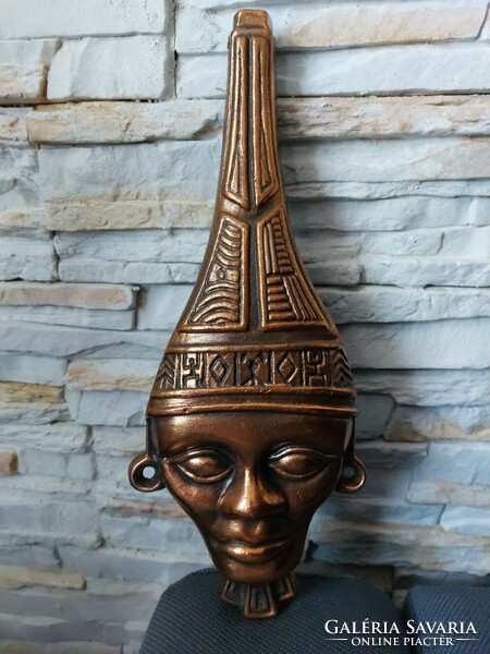Bronz falidísz, afrikai fej fülbevalóval
