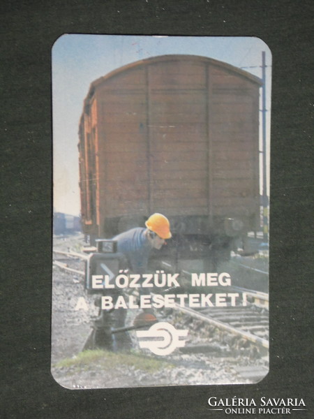 Card calendar, máv railway, accident prevention, freight car, gear shift, 1983, (3)