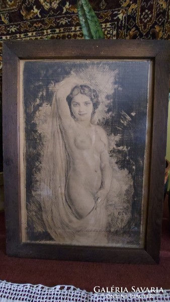 Prihoda István Akt képe rézkarc(1891-1965) 40x26cm