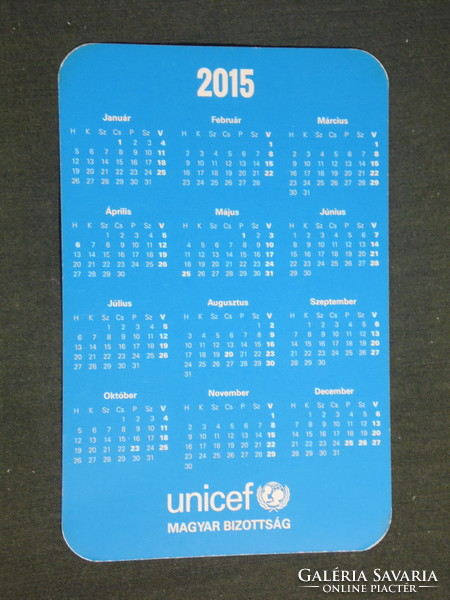 Kártyanaptár, UNICEF, gyerek modell, 2015,   (2)