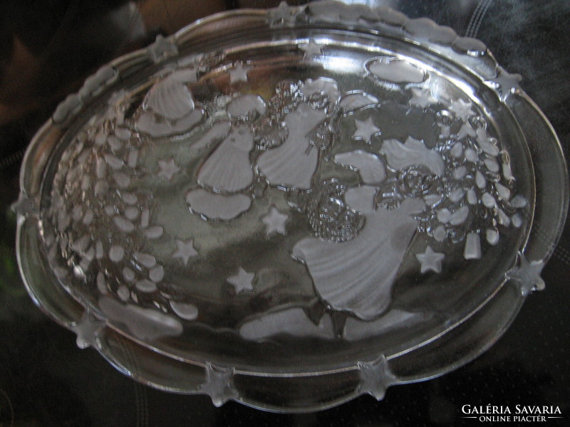 Mikasa Christmas tree, angel oval glass bowl