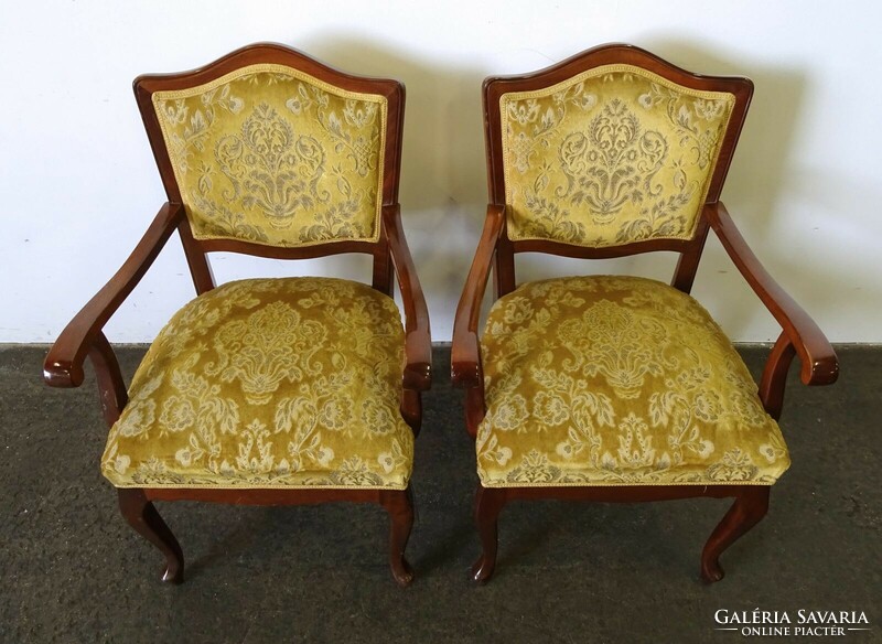 1P507 pair of old upholstered neo-baroque armchairs with armrests