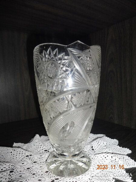 Crystal vase with foot, 16 cm high