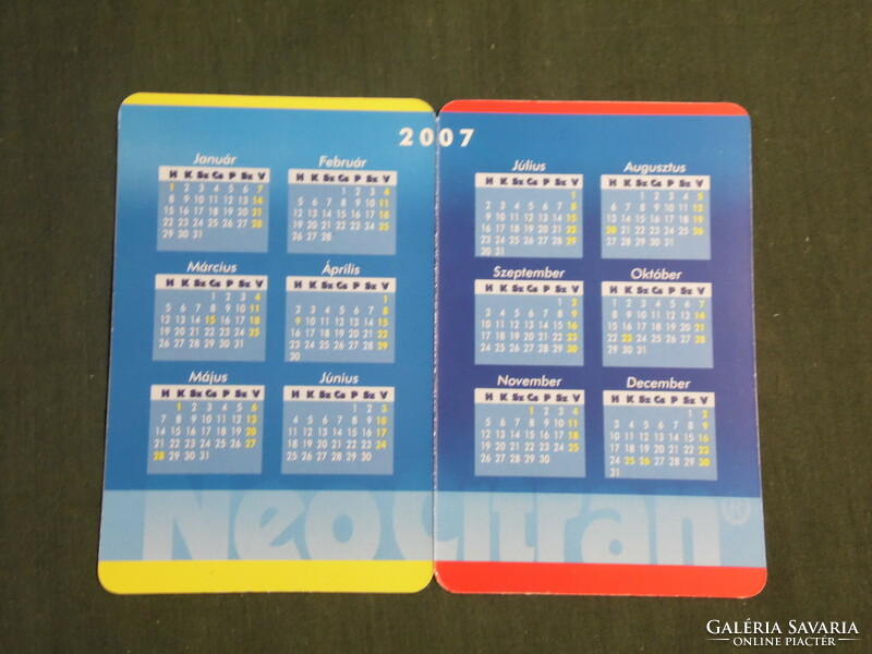 Card calendar, neo citran expectorant syrup, medicine, pharmacy, 2007, (2)