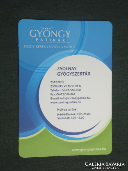 Card calendar, Gyöngy pharmacies, Zsolnay pharmacy, Pécs, 2009, (2)