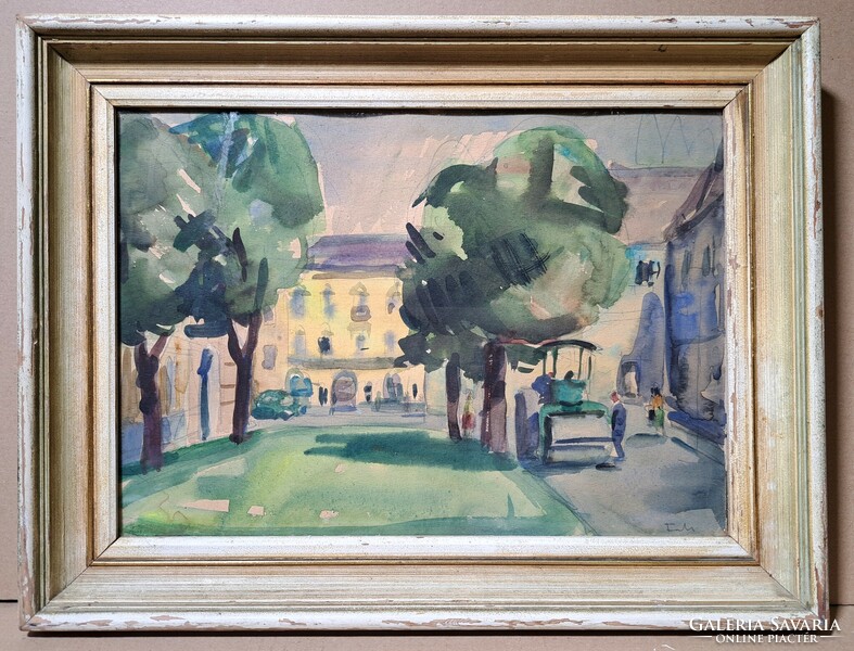 Lídia Farkas (1910-1985): Óbuda (gallery painting) female painter, Budapest iii. District
