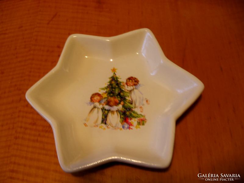 Christmas star-shaped ceramic bowl with charming angels
