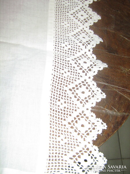 Beautiful special hand crocheted vintage style stained glass curtain with lace edge