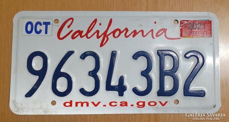 USA license plate license plate 96343b2 california