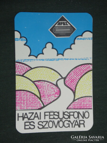 Card calendar, hfsz, domestic comb spinning weaving factory, Budapest, graphic artist, 1983, (3)
