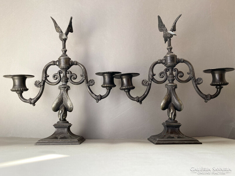 A special pewter candle holder pair.