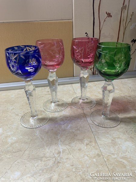 Colorful crystal brandy glasses