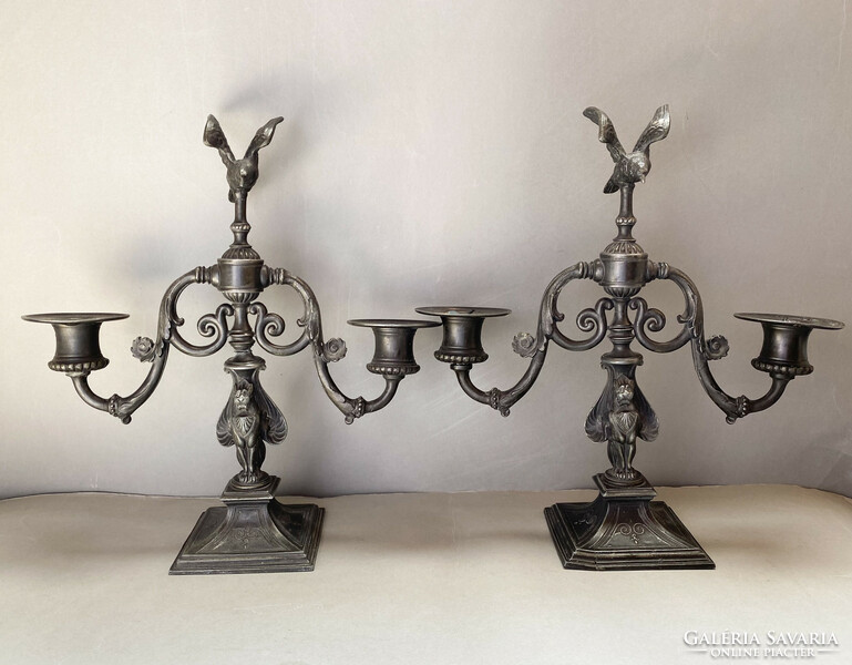 A special pewter candle holder pair.